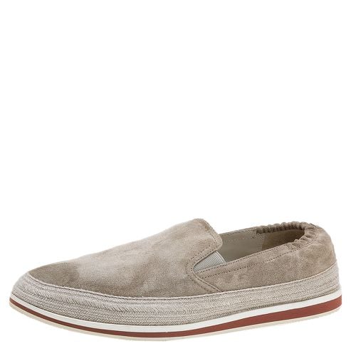 Prada Sport Grey Suede Espadrille Slip On Sneakers Size 42 - Prada Sport - Modalova