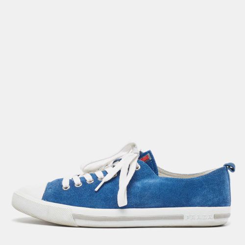 Prada Sport Blue Suede Low Top Sneakers Size 39.5 - Prada Sport - Modalova