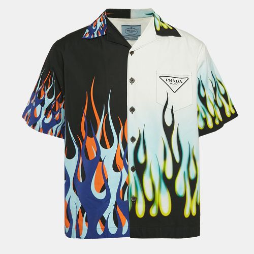 White Printed Cotton Double Match Shirt M - Prada - Modalova