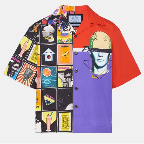 Prada Multicolor Printed Cotton Double Match Bowling Shirt M - Prada - Modalova