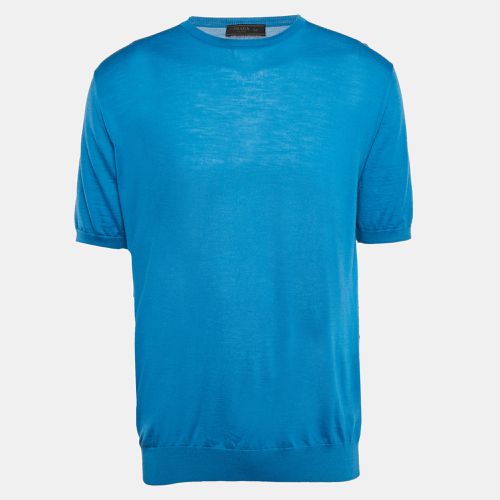 Prada Blue Wool Knit Crew Neck T-Shirt XXL - Prada - Modalova