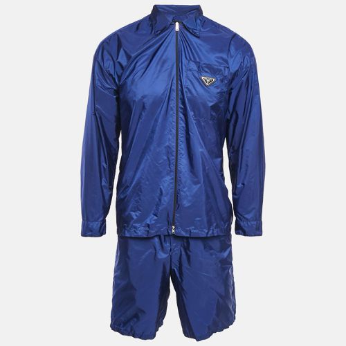 Prada Blue Logo Triangle Re-Nylon Shirt and Shorts Set M - Prada - Modalova