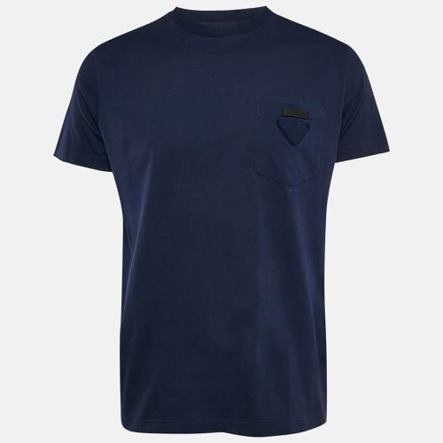 Prada Navy Blue Jersey Crew Neck T-Shirt XL - Prada - Modalova