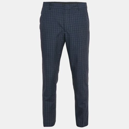 Prada Blue Checked Wool Regular Fit Trousers L - Prada - Modalova