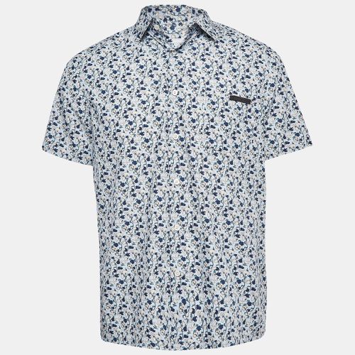 Prada Blue Floral Print Cotton Short Sleeve Shirt L - Prada - Modalova