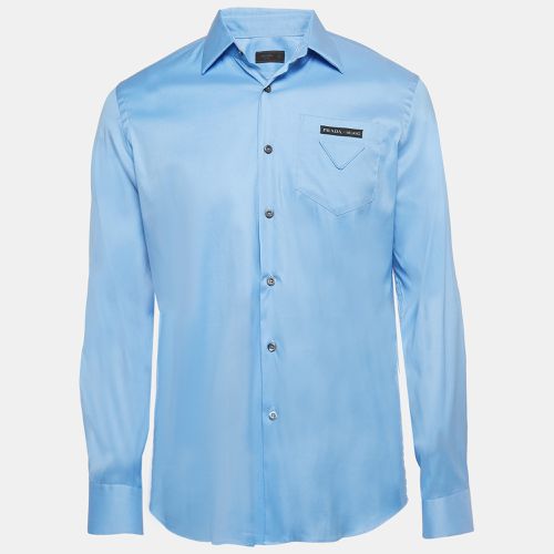 Prada Blue Stretch Cotton Long Sleeve Shirt S - Prada - Modalova