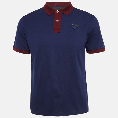 Prada Navy Blue Pique Cotton Polo T-Shirt M - Prada - Modalova