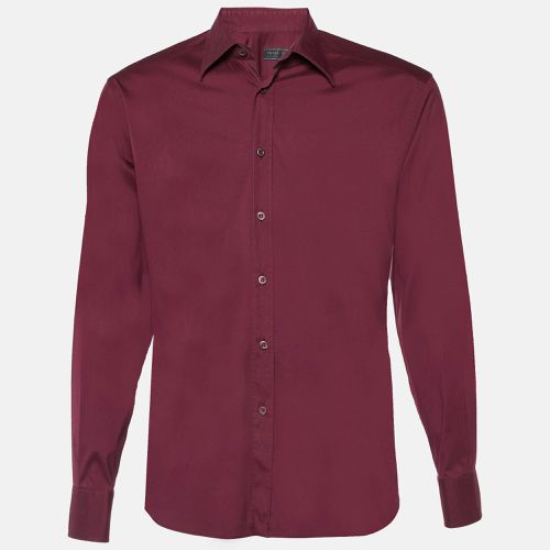 Prada Burgundy Stretch Cotton Long Sleeve Shirt M - Prada - Modalova