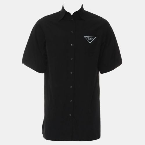 Prada Black Cotton Logo Button-Up Shirt EU Men 40 - Prada - Modalova