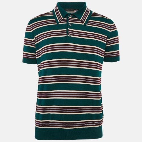 Prada Green Striped Jersey Polo T-Shirt XL - Prada - Modalova