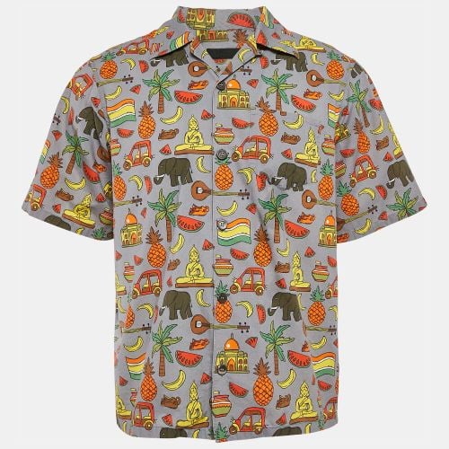 Prada Grey/Multicolor Printed Cotton Bowling Shirt M - Prada - Modalova