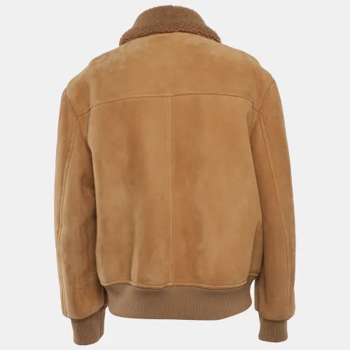 Suede and Shearling Trimmed Bomber Jacket XL - Prada - Modalova