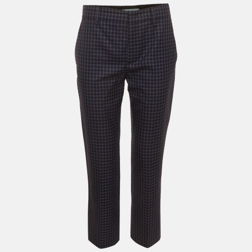 Black Plaid Pattern Wool Blend Trousers S - Prada - Modalova