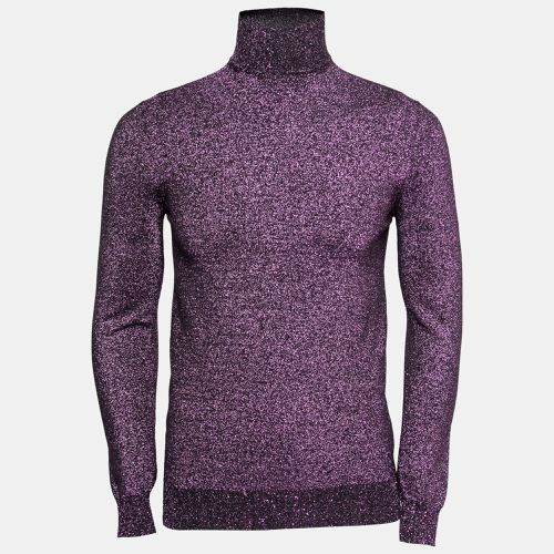 Prada Metallic Purple Lurex Knit Turtle Neck Long Sleeve Sweater S - Prada - Modalova