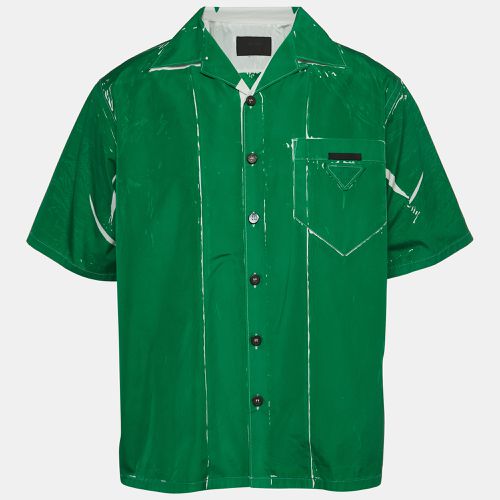 Prada Green Printed Cotton Bowling Shirt L - Prada - Modalova