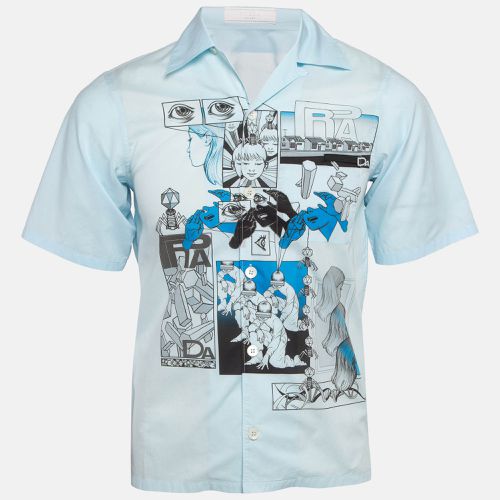 Prada Blue Comic Print Cotton Short Sleeve Shirt XS - Prada - Modalova