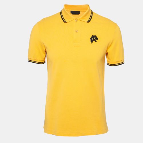 Prada Yellow Embroidered Cotton Pique Polo T-Shirt M - Prada - Modalova