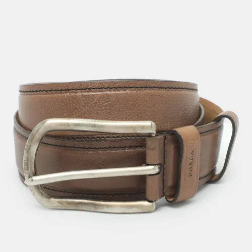 Prada 110 Buckle Belt Brown Leather - Prada - Modalova