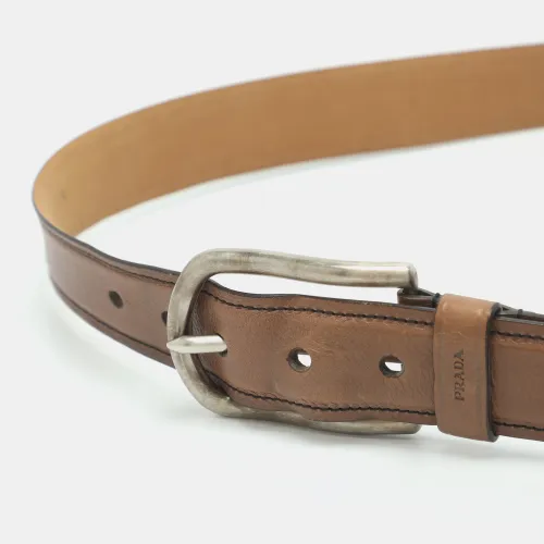 Prada 110 Buckle Belt Brown Leather - Prada - Modalova