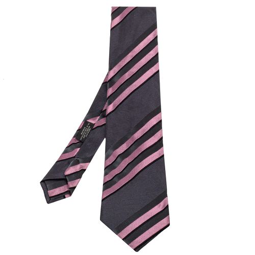 Prada Grey & Pink Diagonal Striped Silk Tie - Prada - Modalova