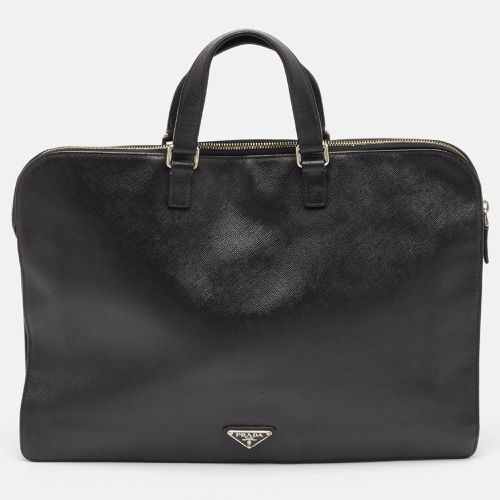 Prada Black Saffiano Leather Briefcase Laptop Bag - Prada - Modalova