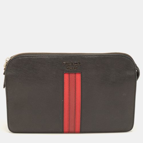 Prada Stripe Black Leather Pouch - Prada - Modalova
