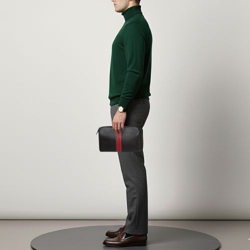 Prada Stripe Black Leather Pouch - Prada - Modalova