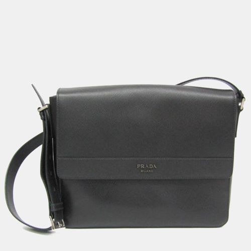 Prada Nero Saffiano Cuir Leather Messenger Bag - Prada - Modalova