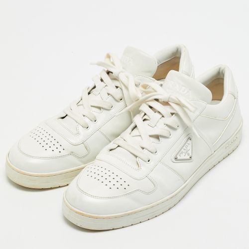Size 45 Leather Triangle Logo Plague Lace Up Sneakers - Prada - Modalova