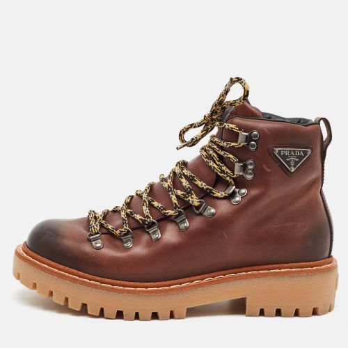 Lace Size 42 Leather Combat Boots - Prada - Modalova