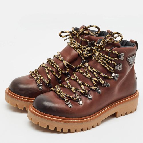 Lace Size 42 Leather Combat Boots - Prada - Modalova