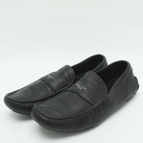 Logo Embellished Size 43 Leather Loafers - Prada - Modalova