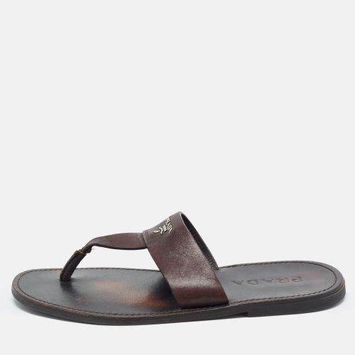 Size 41 Dark Leather Flat Sandals - Prada - Modalova