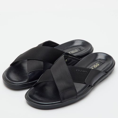 Size 39 Fabric and Rubber Criss Cross Flat Sandals - Prada - Modalova