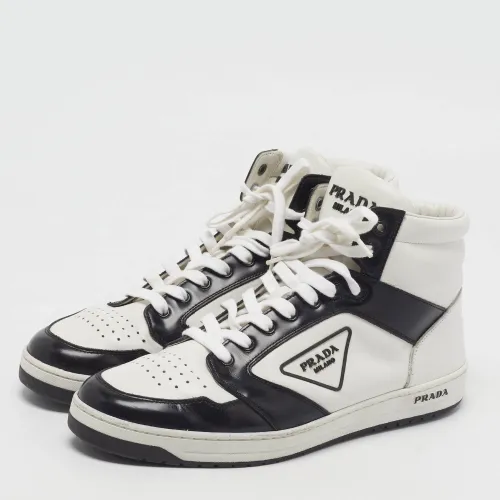 District Size 42 /Black Leather High Top Sneakers - Prada - Modalova