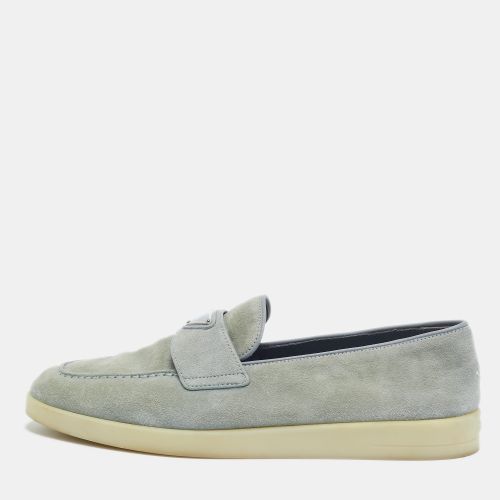 Triangle Logo Size 39.5 Light Suede Loafers - Prada - Modalova