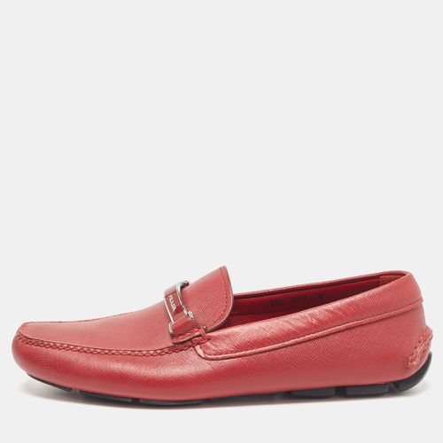 Prada Dark Red Leather Buckle Loafers Size 42 - Prada - Modalova