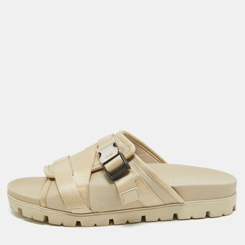 Prada Cream Canvas Neoprene Flat Sandals Size 43 - Prada - Modalova