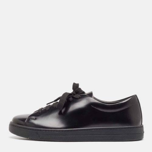 Prada Black Brushed Leather Low Top Sneakers Size 39 - Prada - Modalova