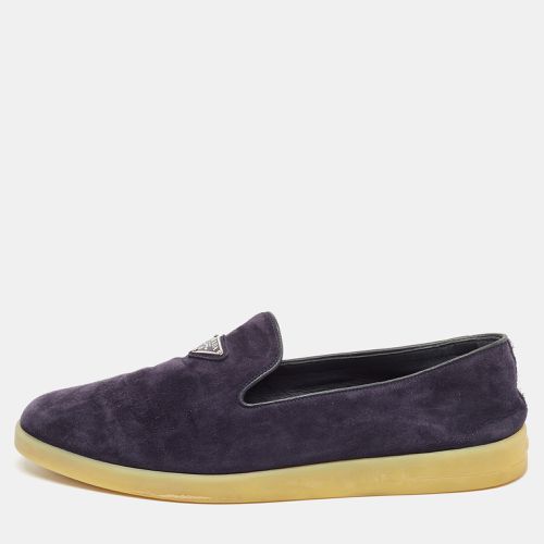 Prada Navy Blue Leather and Suede Slip On Sneakers Size 43 - Prada - Modalova