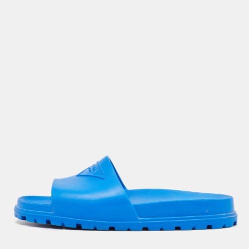 Prada Blue Rubber Triangle Logo Soft Pool Slides Size 42 - Prada - Modalova