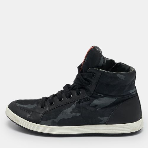 Prada Tricolor Leather And Fabric Camouflage High Top Sneakers Size 44 - Prada - Modalova