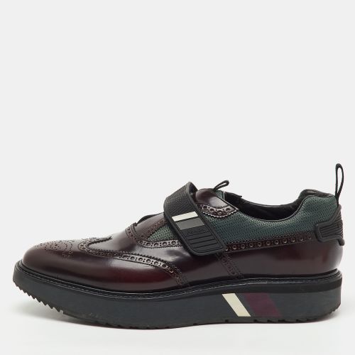 Prada Burgundy Brogue Leather and Fabric Velcro Oxfords Size 43.5 - Prada - Modalova