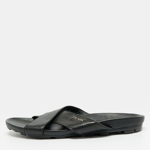 Size 43.5 Leather Crisscross Flat Slides - Prada - Modalova
