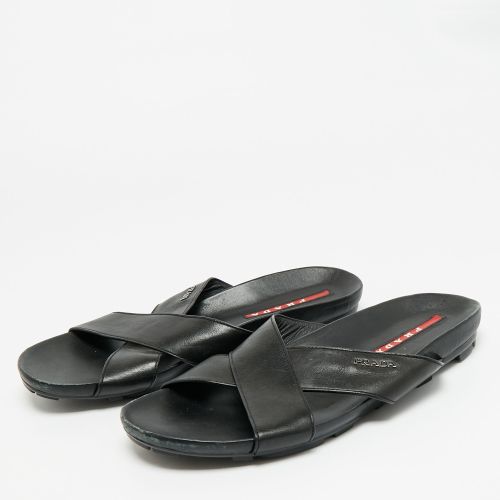 Size 43.5 Leather Crisscross Flat Slides - Prada - Modalova