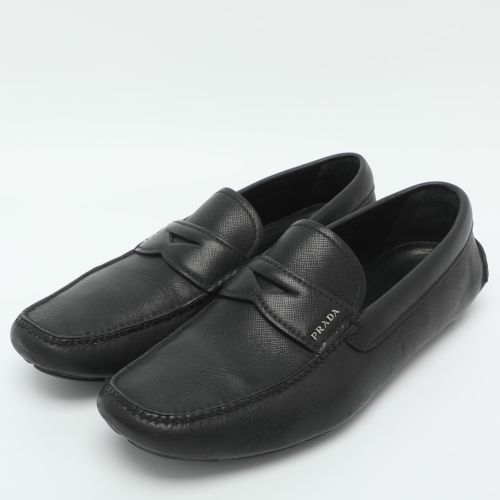 Logo Embellished Size 43.5 Leather Penny Loafers - Prada - Modalova