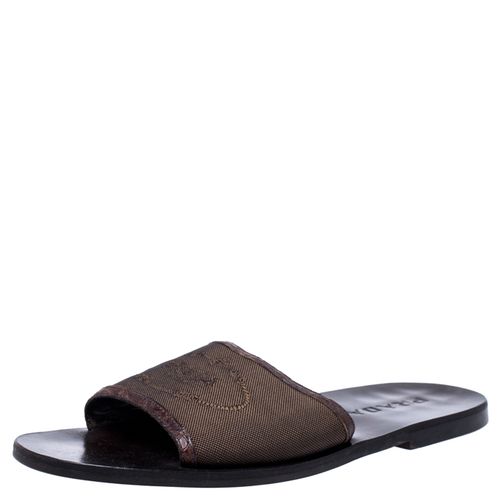 Prada Brown Canvas Flat Slides Size 41 - Prada - Modalova