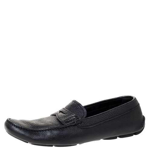 Prada Black Leather Penny Slip On Loafers Size 43.5 - Prada - Modalova