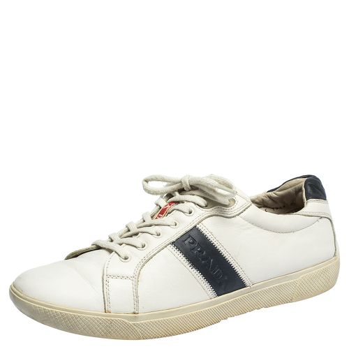 Prada White Leather Low Top Sneakers Size 42.5 - Prada - Modalova