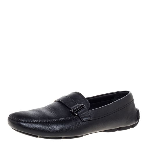 Prada Black Leather Slip On Loafers Size 43.5 - Prada - Modalova